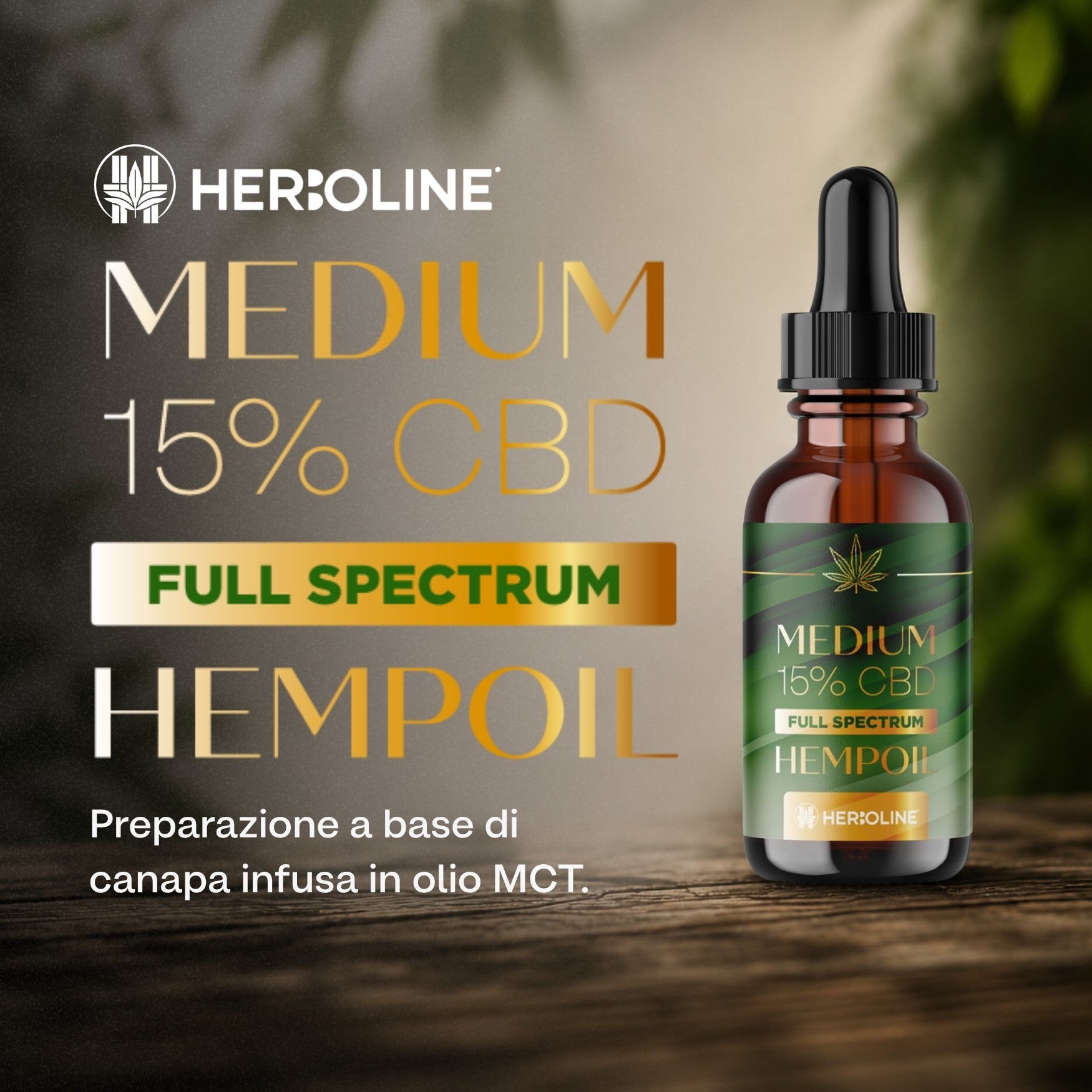 Olio CBD MEDIUM 15% Full Spectrum | 30ml | La scelta premium 100% naturale per ritrovare equilibrio quando tutto corre troppo veloce