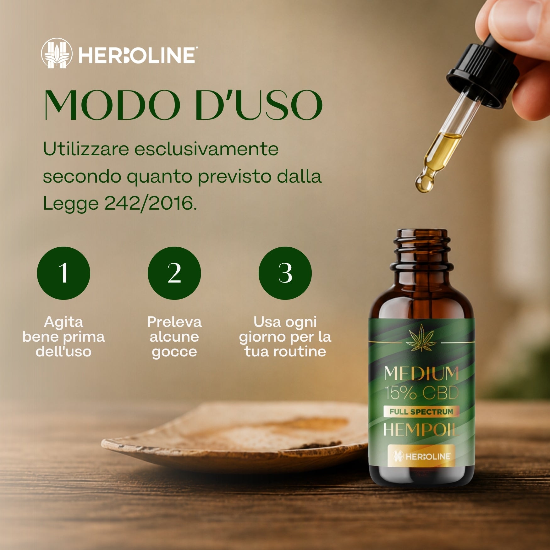 Olio CBD MEDIUM 15% Full Spectrum | 30ml | La scelta premium 100% naturale per ritrovare equilibrio quando tutto corre troppo veloce